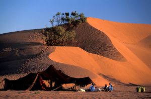 Berber Camp in Sanddunes, Sahara Desert near M'Hamid, Morocco, North Africa